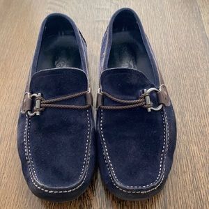Authentic Salvatore Ferragamo blue suede men’s loafers